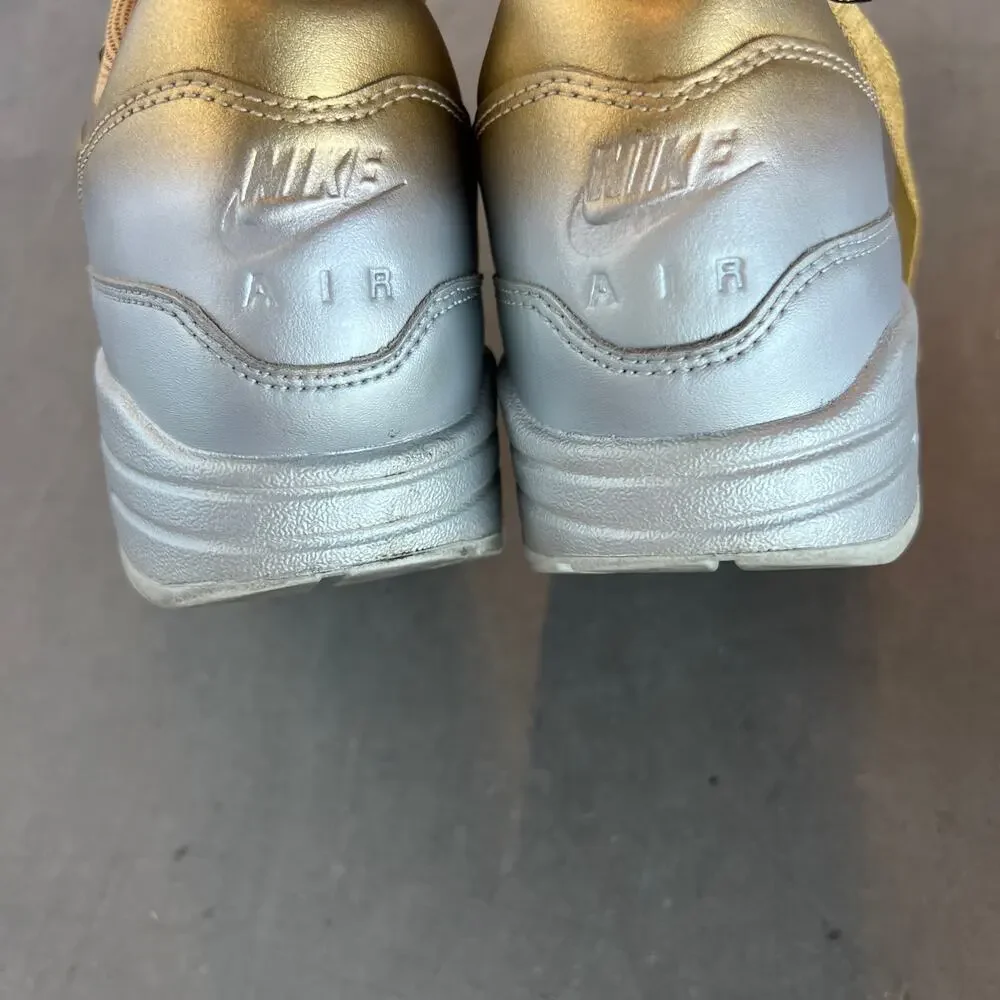 Vintage Y2K Nike Air Max 1 LX Metallic Gold Platinum Running Sneakers Womens 8.5